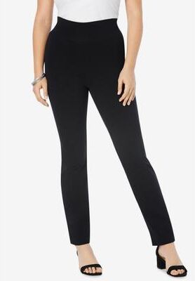 Plus Size Women's Essential Stretch Yoga Pant by Roaman's in Black (Size 26/28) Bootcut Pull On Gym Workout