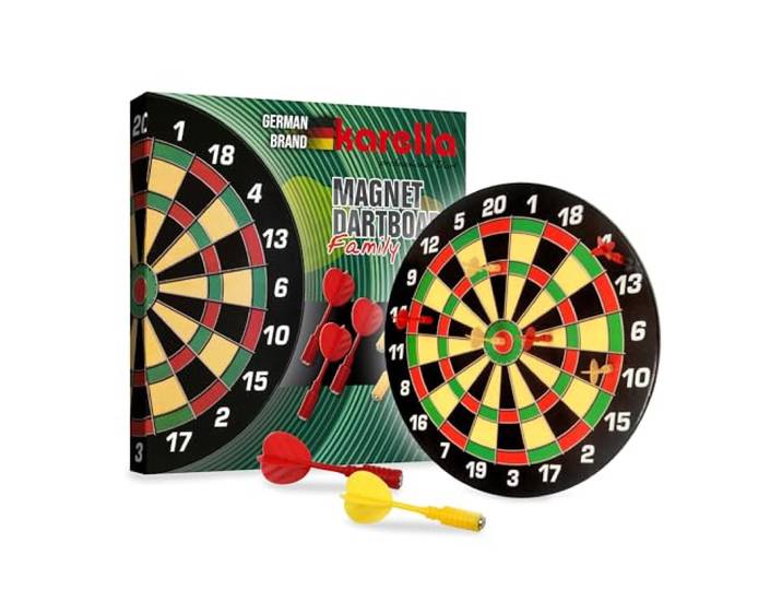 Karella Mini magnetisch dartbord, magnetische doelschijf, Ø 40 cm, dartspel voor kinderen en familie, veilig dartspeelgoed, klein dartbord, cadeau, partyspel, inclusief 6 mini-magneetdarts