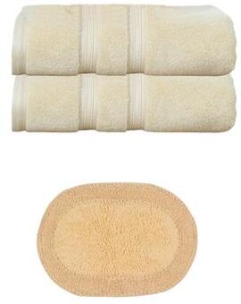 Home Weavers Inc "Home Weavers Double Ruffle Collection 100% Soft Cotton 2 Pc Bath Towel Set & 1 Pc 17x24"" Bath Rug, Machine Washable (Set of 3)"