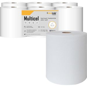 Meditrade Handtuchrollen Multicel, 81111, weiß, 2-lagig, 100% Zellstoff, 19,7cm x 140m, 6 Rollen