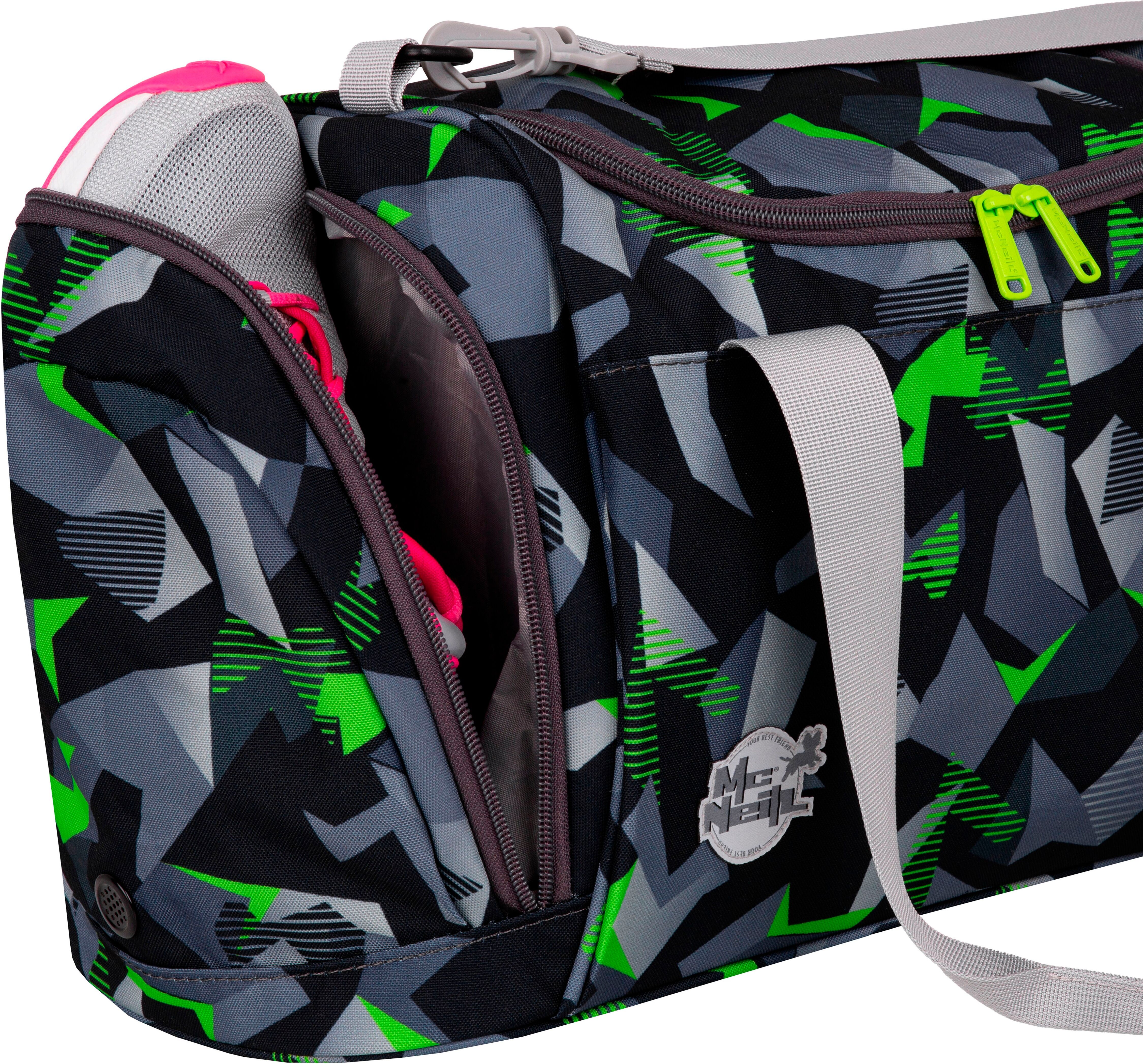 Sporttasche MCNEILL "Techno", Jungen, Gr. B/H/T: 45cm x 27cm x 26cm, grün (techno), Polyester, Taschen Sporttasche, für Schule, Sport und Freizeit