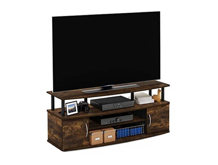 Furinno Jaya TV-Ständer für TVs bis 55 Zoll mit 2 Türen, Bernsteinkiefer TV-Möbel mit Kabeldurchführungen, Entertainment-Center, TV-Konsole für Wohn- und Schlafzimmer