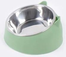 Uplift Picks Raised Cat Bowl Tilted Stainless Steel Pet Feeder With Non Slip Base green