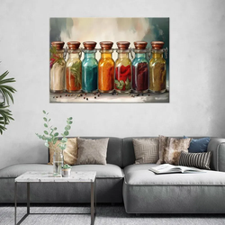LEINWANDBILD Bunte Gewürze Kräuter 120x80cm
