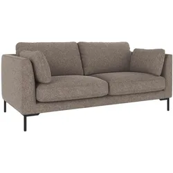 Sofa Corwin 2,5-Sitzer aus Stoff, klassisch und komfortabel, Bezug Bobby Dunkelbeige, Metallfüße