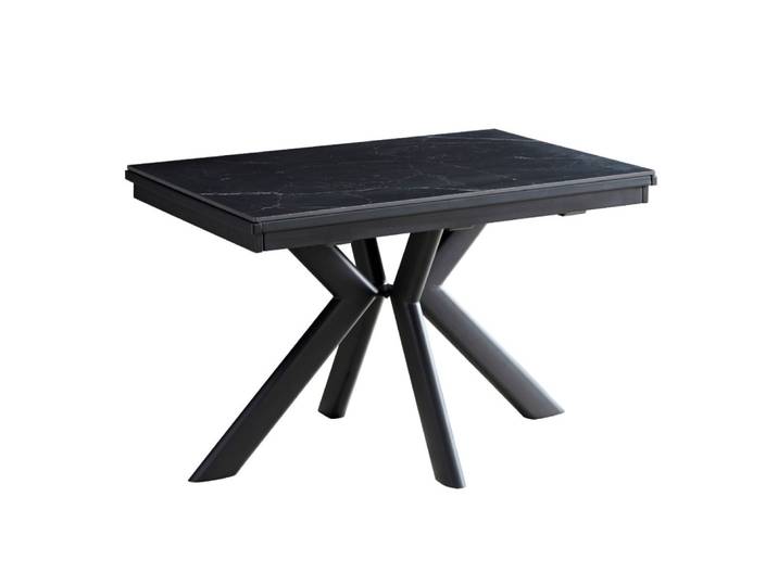 Table repas 120x80cm extensible plateau décor marbre pied étoile