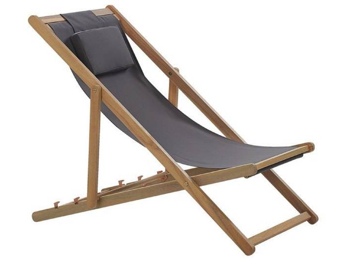 Chilienne en bois naturel et tissu gris AVELLINO