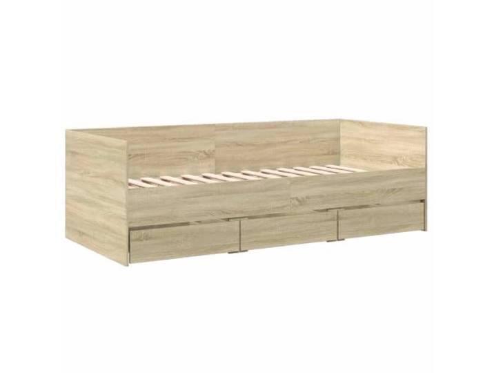 KTHLBRH Daybed mit Schublade Sonoma Eiche mehrschichtig Feste Lattenstruktur, rustikales Kopfdesign, integrierte Schubladen, minimalistischer Stil