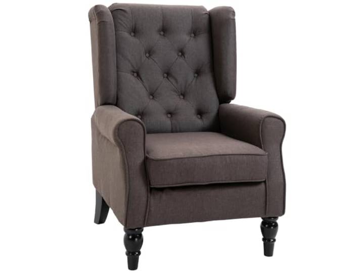HOMCOM Sessel Ohrensessel mit Armlehnen, mit Kissen, Tufting, Braun