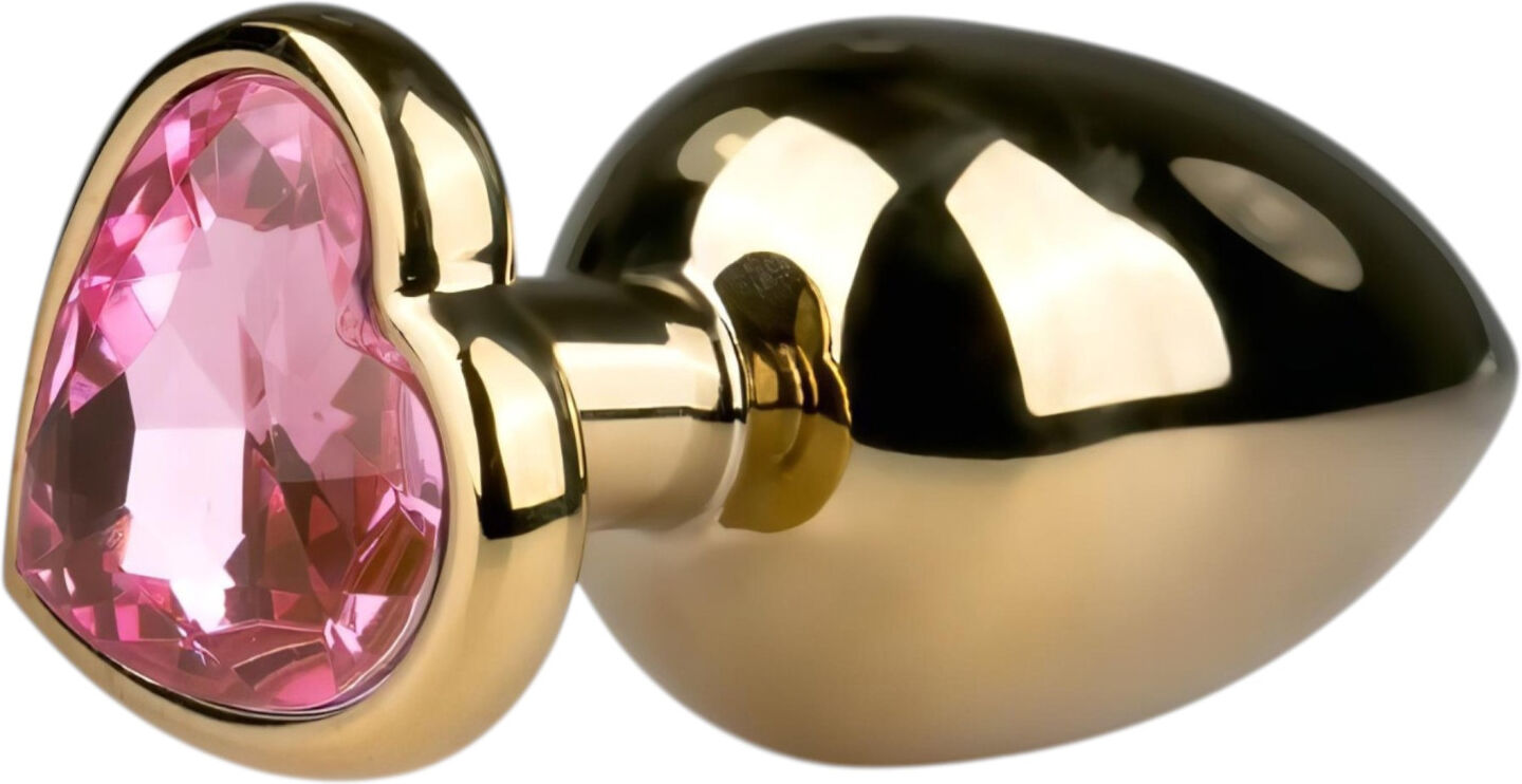 EasyToys Metal No.8 - anal plug with heart-shaped base (gold-pink, 3.5 cm)