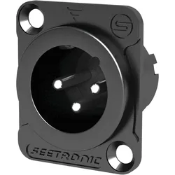 Seetronic XLR 3P Chassis - male Silberkontakte - schwarzes Gehäuse