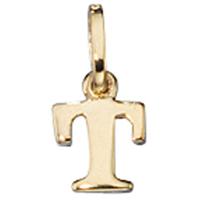 Buchstabenanhänger JOBO "Anhänger Buchstabe", gold (gelbgold 333), Schmuckanhänger, Damen, T, Gelbgold 333, 333 Gold
