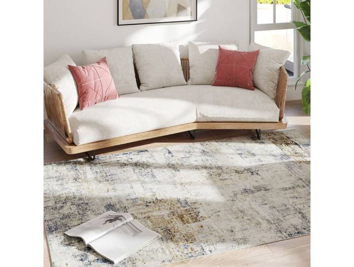 YWJ Tapis de salon polyester motif artistique moderne lavable gris