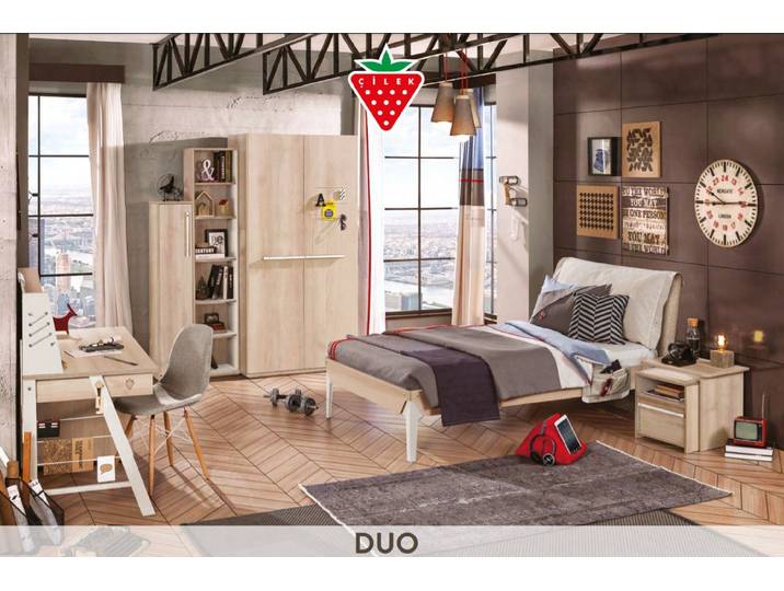 Möbel-Zeit Jugendzimmer-Set DUO Kinderzimmer 6-tlg. Schrank Regal Schreibtisch Nachttisch Bett, inklusive Liegeplatte, diese wird als Lattenrost verwendet