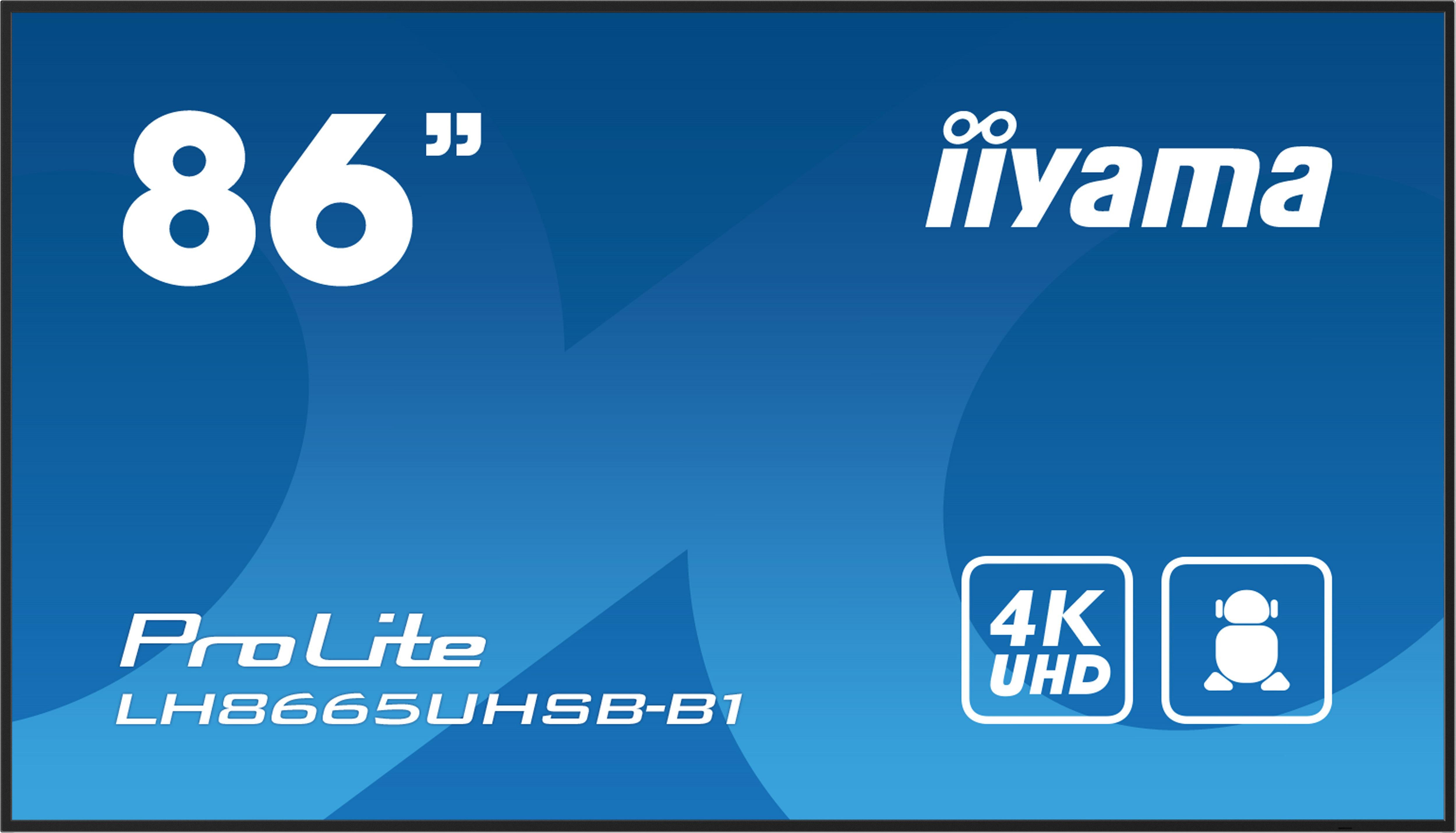 iiyama ProLite LH8665UHSB-B1 217cm (86") 4K UHD Signage Monitor DP/HDMI/RJ45