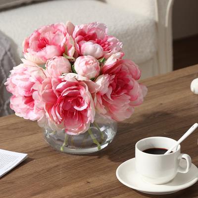 Garvee Artificial Peonies with Vase, , Fake Peonies Bouquet for Table Centerpiece, Wedding Decor, Home Living Room Decoration
