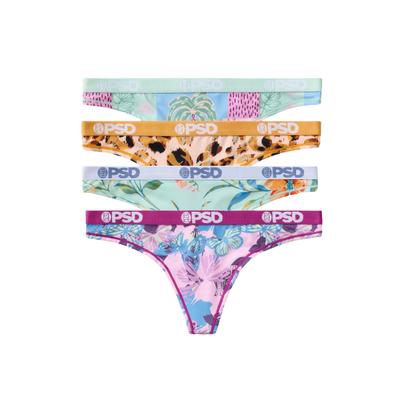 String PSD "PSD WILD ONE THONG 4 PACK", Damen, Gr. M, bunt (multi), 88% Polyester, 12% Elasthan, Unterhosen String