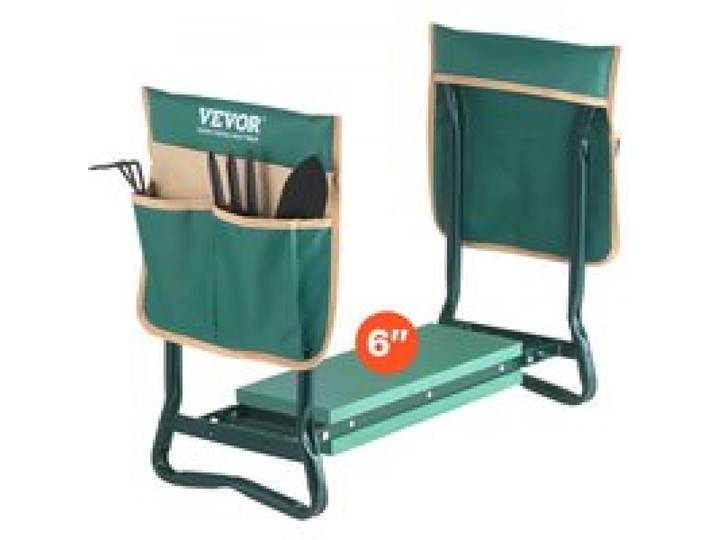 VEVOR Agenouilloir de Jardinage, Coussin Large 15 cm, Tabouret de Jardinage, Charge 150 kg, Banc de Jardin Pliable, Siège Polyvalent avec 2 Sacs à Outils pour Jardin, Grands-parents, Personnes Âgées