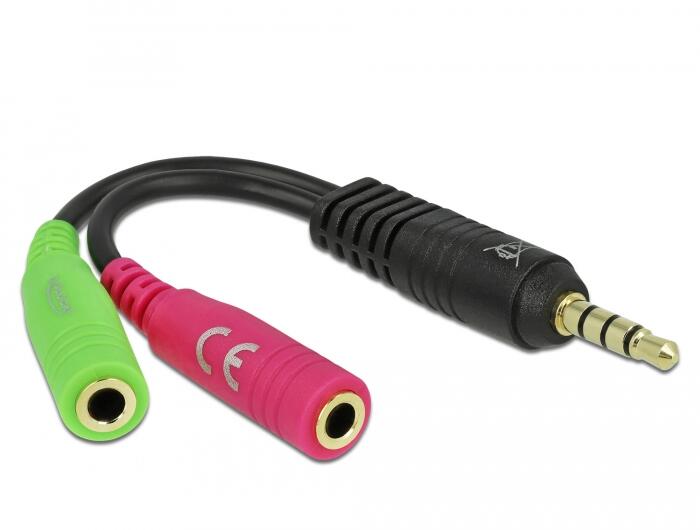DeLOCK Audioadapter 3,5 mm 4 Pin Klinkenstecker zu 3,5 mm 3 Pin Klinkenbuchse 65344