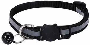 Inspired Finds Reflective Pet Collar With Bell Adjustable Safety Collar For Cats & Small Dogs black