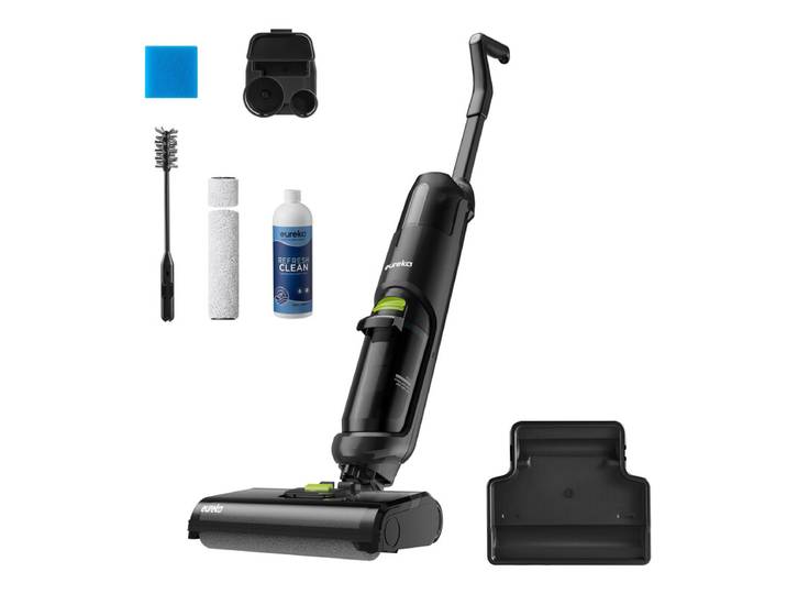 Eureka Aspirateur laveur sans fil eau et poussière, aspirateur laveur avec système autonettoyant, aspirateur léger pour parquets, animaux de compagnie et saletés collantes, Noir, NEW400