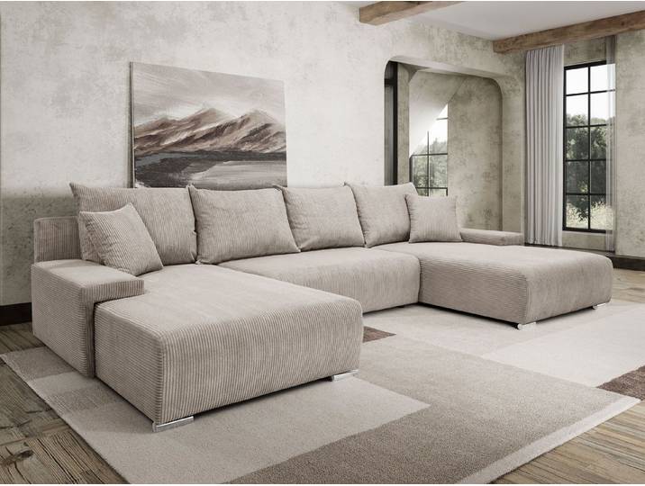 Kaiser Möbel Ecksofa Sofa U form, Couch U form Livorno U stoff Poso, komfortabel, bequem, praktisch