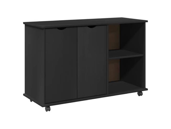 RJPLMFV Schrank mit Rollen, massives Kiefernholz, Schwarz, 100 x 39 x 65,5 Vielseitiges Möbelstück, gemischte Schubladen, Regale, bewegliche Rollen, natürliches mattes Finish, Innenorganisation