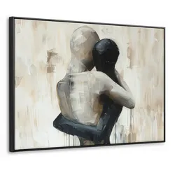 LEINWAND Bilder mit Rahmen - Abstrakt - Liebe - Schwarz und weiß - Modern - 80x60