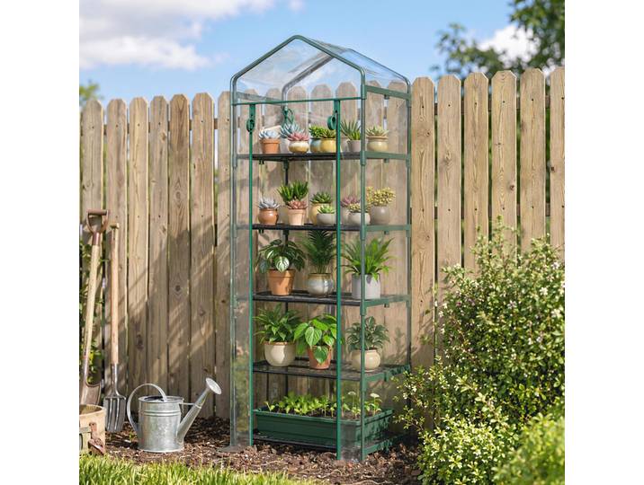 Outsunny Serre Jardin 5 Niveaux Acier PVC Vert