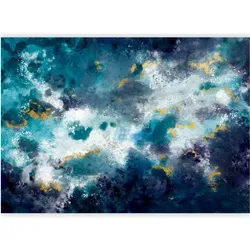 Artgeist, Tapete, Fototapete - Stormy ocean - abstract blue composition in watercolour style (400 x 280 cm)