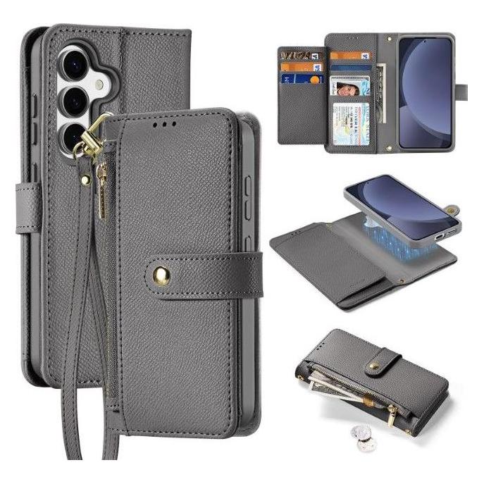 Dux Ducis Lawa Series MagSafe Kunstleder Bookcover Hülle (Samsung Galaxy S25+) (SS S25 Plus Lawa Grey)