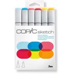 COPIC Layoutmarker Sketch Set Perfect Primaries, farbig sortiert, 6 Stück