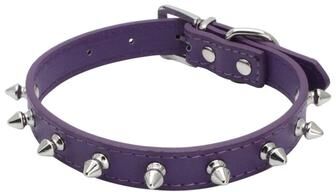 Uplift Essentials Spiked And Studded Faux Leather Pet Safety Collar purple 14.5 In X 0.6 In