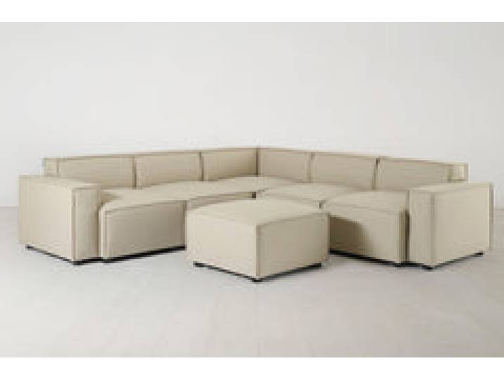 Ecksofa Model 03 mit Polsterhocker, Oyster