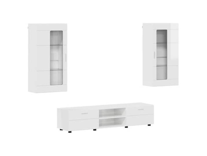 RJPLMFV TV-Möbel Florin, 3-teilig, Holz, Ingenieur, weiß, Lasur Modernes Design, geräumige Aufbewahrung, mattes Finish, Verwendung im Wohnzimmer, Büro, Schlafzimmer