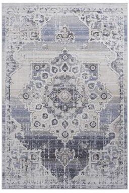 Klair Living PAYAS Collection Cream / Blue / Medallion Non-Shedding Area Rug
