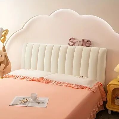 Evergreen Home Goods Luxury Quilted Headboard Cover, Soft Thick Velvet, All Inclusive Bedside Protector, High Grade Plush offwhite w140 X H70cm