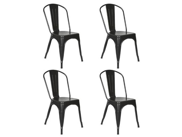 Lot de 4 chaises industrielles rétro en métal fer noir SUPFINE - 120KG