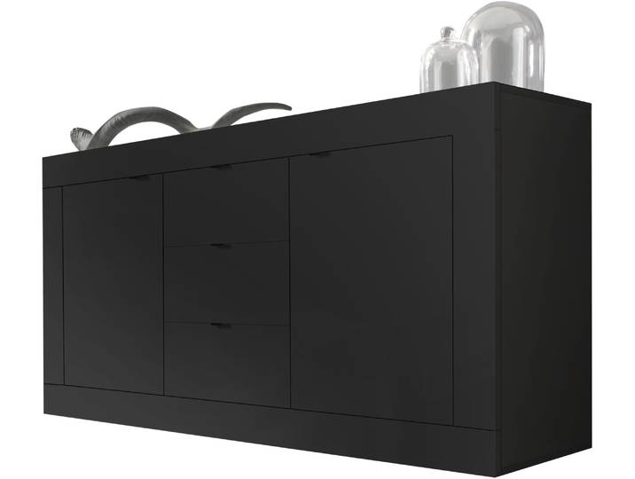 Sideboard HOME AFFAIRE Basic , schwarz (schwarz matt melamin), B:160cm H:86cm T:43cm, Sideboards, Sideboard, Breite 160 cm, 2 Türen 3 Schubkästen