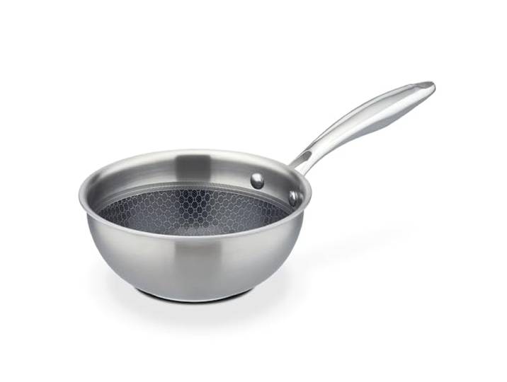 GSW Sauteuse Inoxxa Black, Kleine Edelstahlpfanne, Beschichtete Schwenkpfanne, Hochwertige kleine antihaft Sautepfanne für Induktion, Ceran, Gas & Elektro, 16 cm