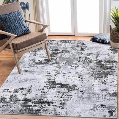 Garvee Modern Mottled Ink Abstract Area Rug