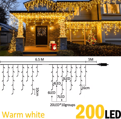 Inspire Curations 20M 480 LED Waterproof Icicle Curtain Lights btd 6.5m200b ww au Plug