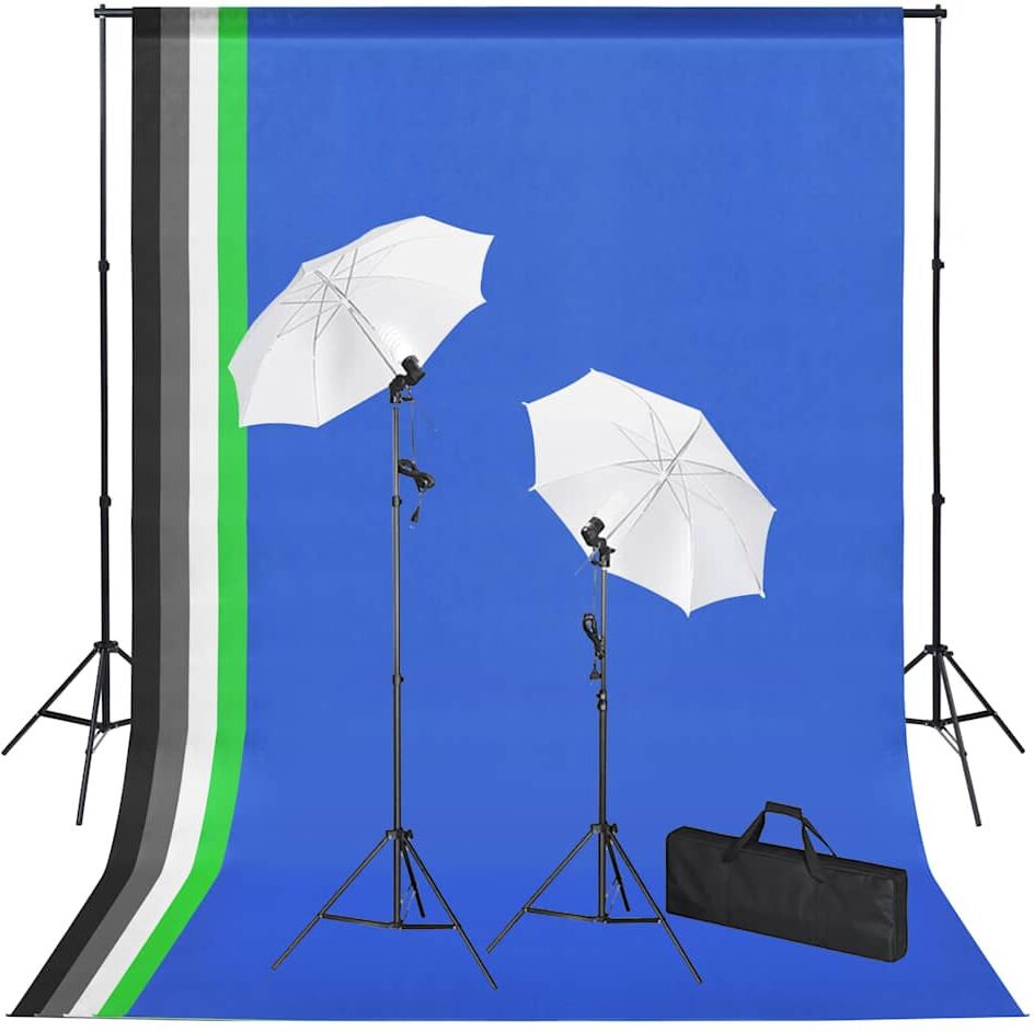 vidaXL Kit de studio photo avec toiles de fond, lampes et parapluies