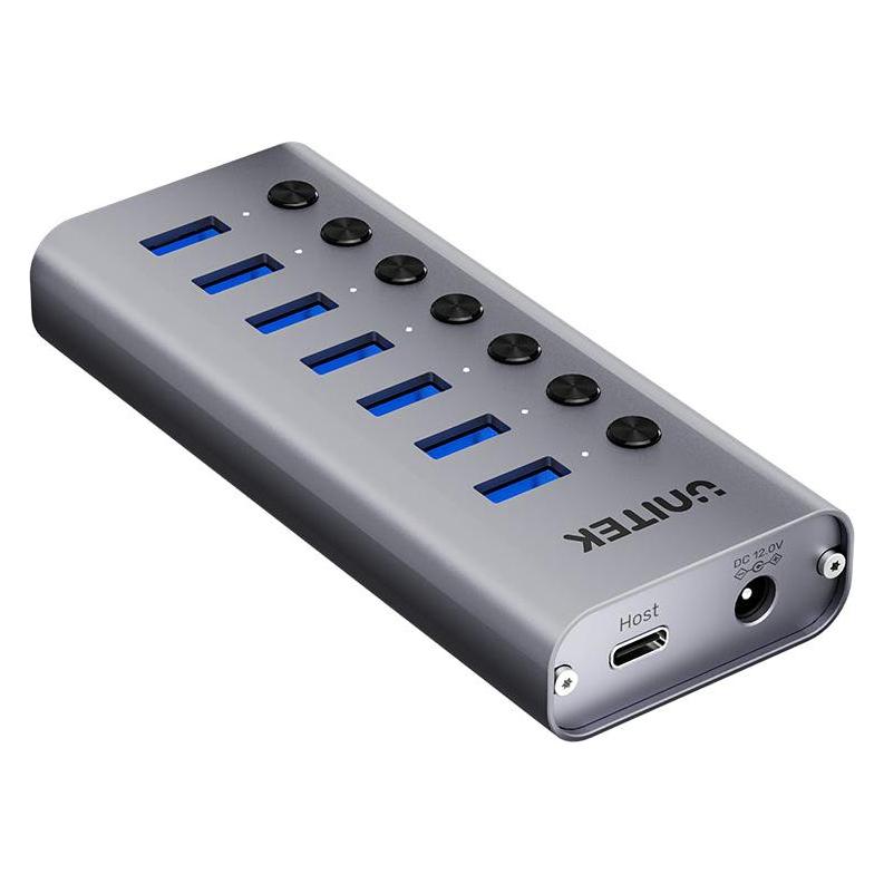 Unitek HUB USB-A 3.0 7W1 5GBPS Z PRZEŁĄCZNIKIEM (USB-C, 7 Ports) (H1314A01-EU)