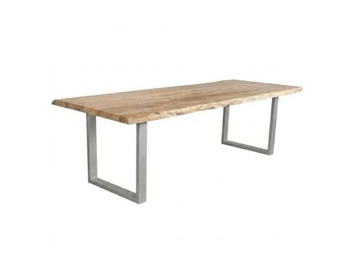 SAM Esstisch Cali 280x100 cm Akazie eiche Baumkante U-Gestell silber Baumkantentisch massiv, Akazienholz Eiche-Optik, 50 mm Tischplatte, Esszimmertisch, Industrial-Design