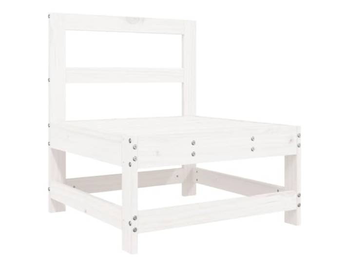 Coespram Garten Mittelsofa Massivholz Kiefer Weiß 62x62x70.5 cm Erweiterbares Modulsofa aus Holz für Garten, Terrasse und Balkon. Flexibel kombinierbar mit zeitlosem Latten Design.