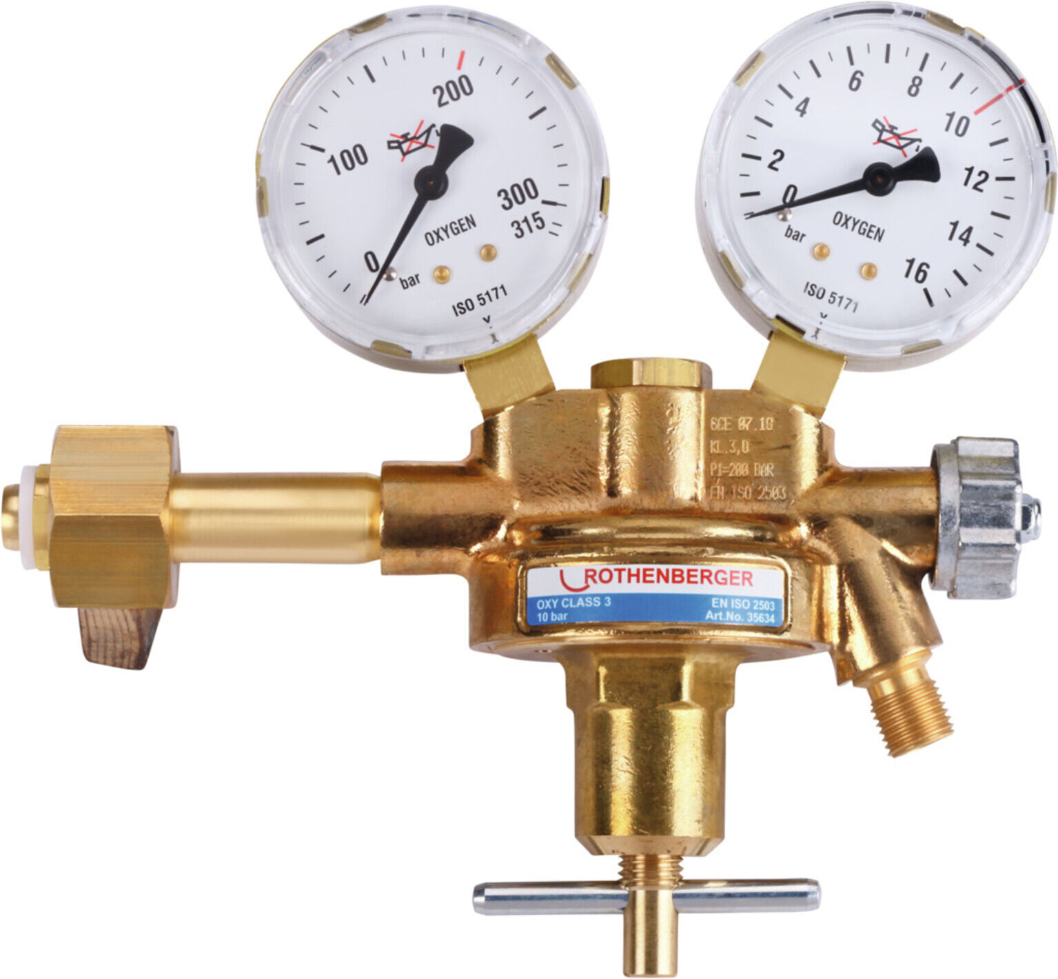 Rothenberger Sauerstoff-Druckminderer mit Manometer, 200 bar (35634)