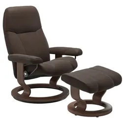 Stressless Sessel mit Hocker Consul Classic Leder Braun Batick Brown S (Small)