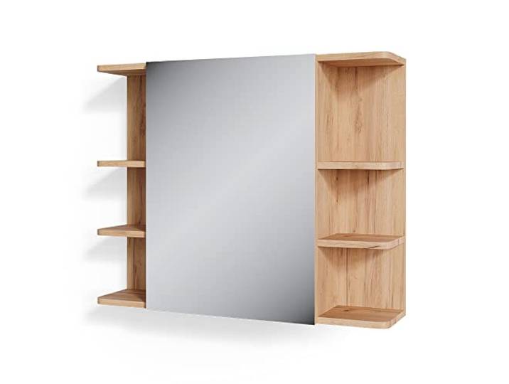 Vicco Badspiegelschrank Fynn , Eiche 79.6 x 64 cm 1 Tür · 8 Ablagefächer · Offener & geschlossener Stauraum · Für Kosmetik & Pflegeprodukte · Über dem Waschbecken
