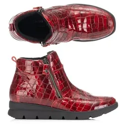 VITAFORM Damen-Stiefel Krokolackleder 2 Reißverschlüse Profilsohle